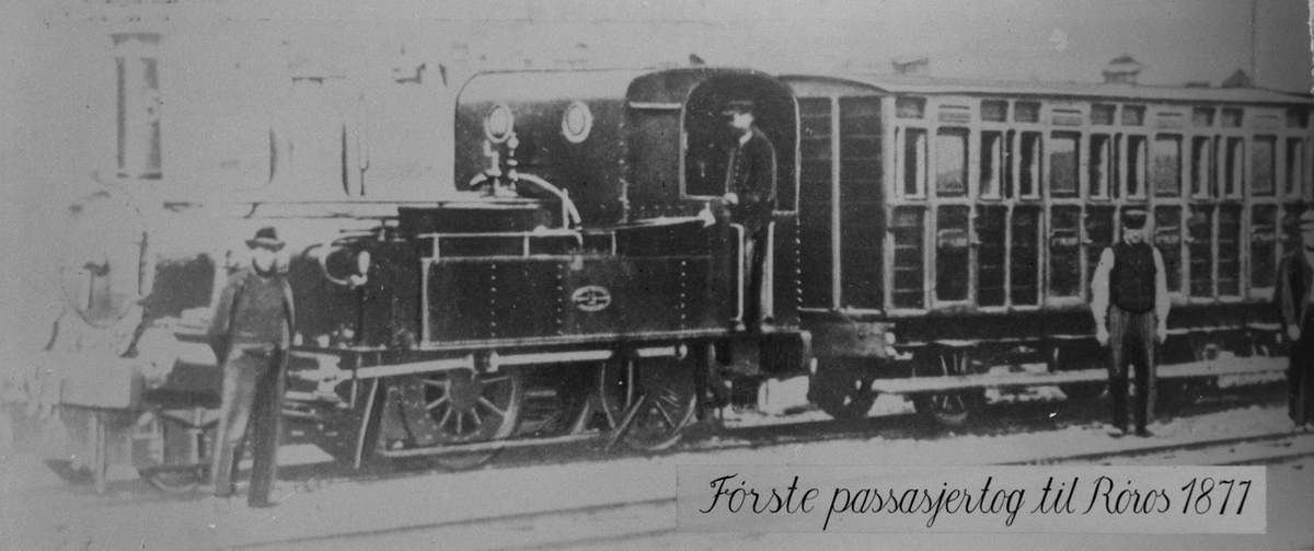 Første passasjertog til Røros. Lokomotiv nr. 5, kalt Einar