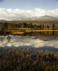 Innsjø i fjellandskap.