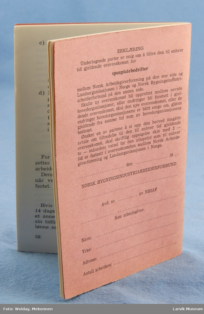 Overenskomst av 1961. Sponplatebedrifter