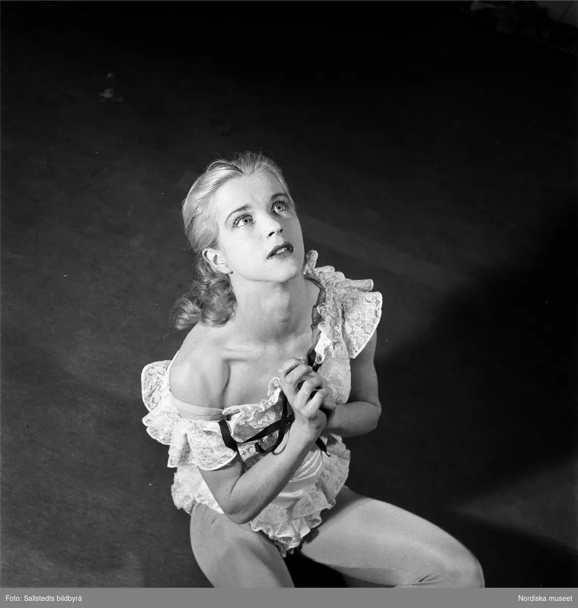 Elsa-Marianne von Rosen i Birgit Cullbergs uppsättning av Fröken Julie på Södra Teatern, Riksteatern, februari 1950.