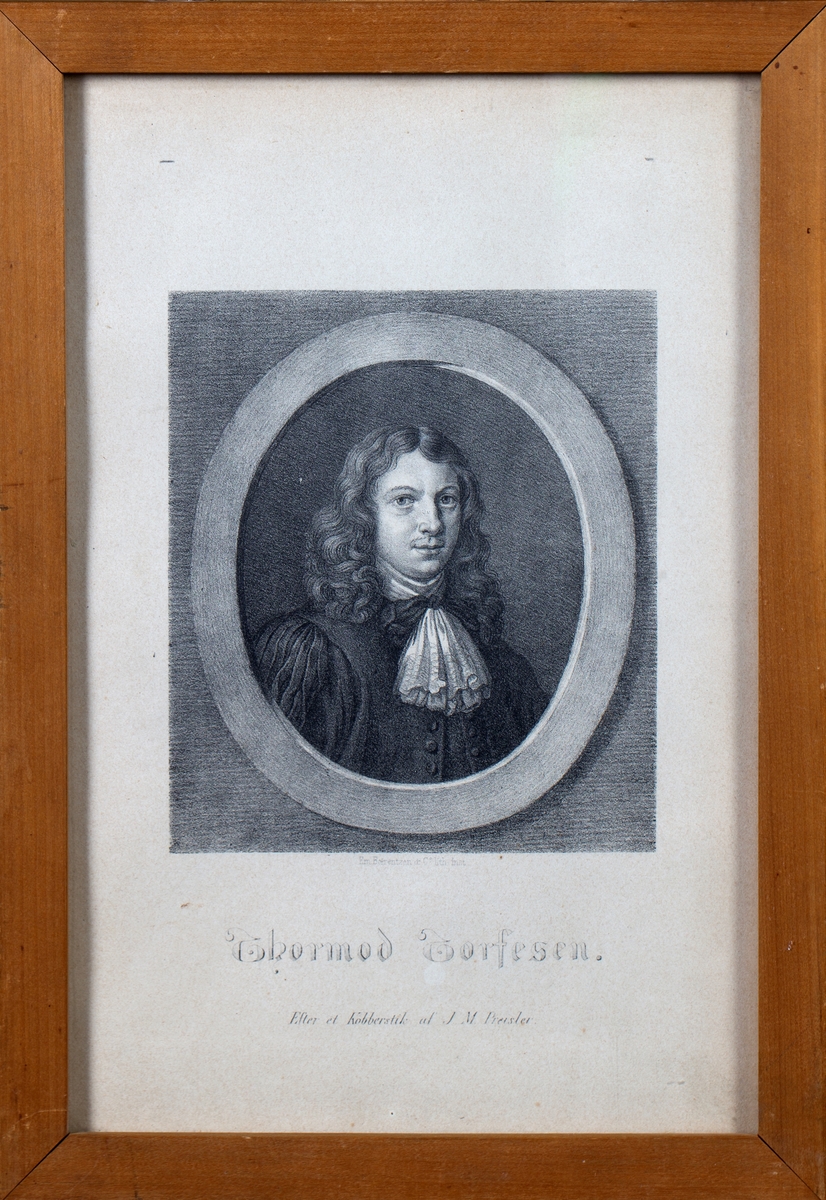 Portrett av Thormod Torfæus, islandsk-norsk historiker. Brystbilde.