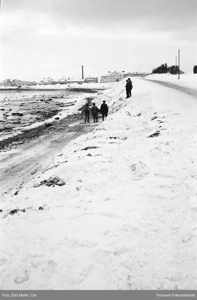Serie bilder fotografert i Vadsø 1968-69.Anleggsarbeid langs en veistrekning i Vadsø.