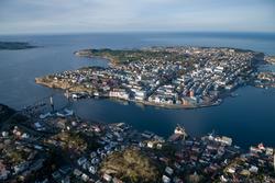 Kirklandet, Kristiansund fotografert fra helikopter.