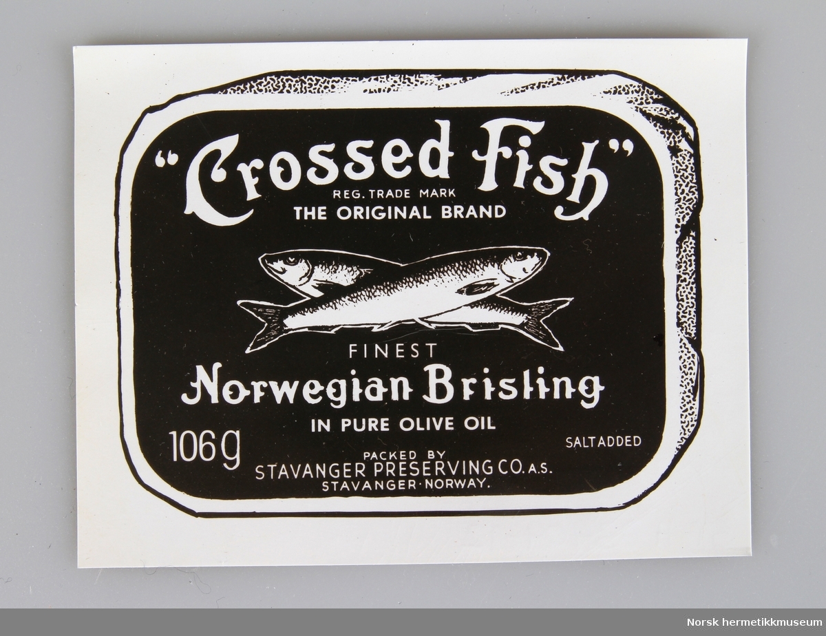 Reprokopi med motiv av en "Crossed Fish" emballasje.