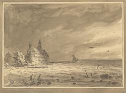 Vättern med Vadstena slott [Tegning]