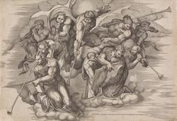 Hornblåsere. Fra Dommedag [Grafikk]