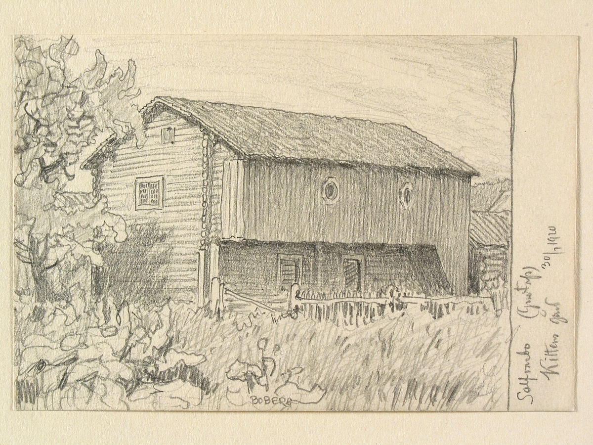 Dalarna, Gustafs sn., Solvarbo, Kittens gård. Teckning av Ferdinand Boberg