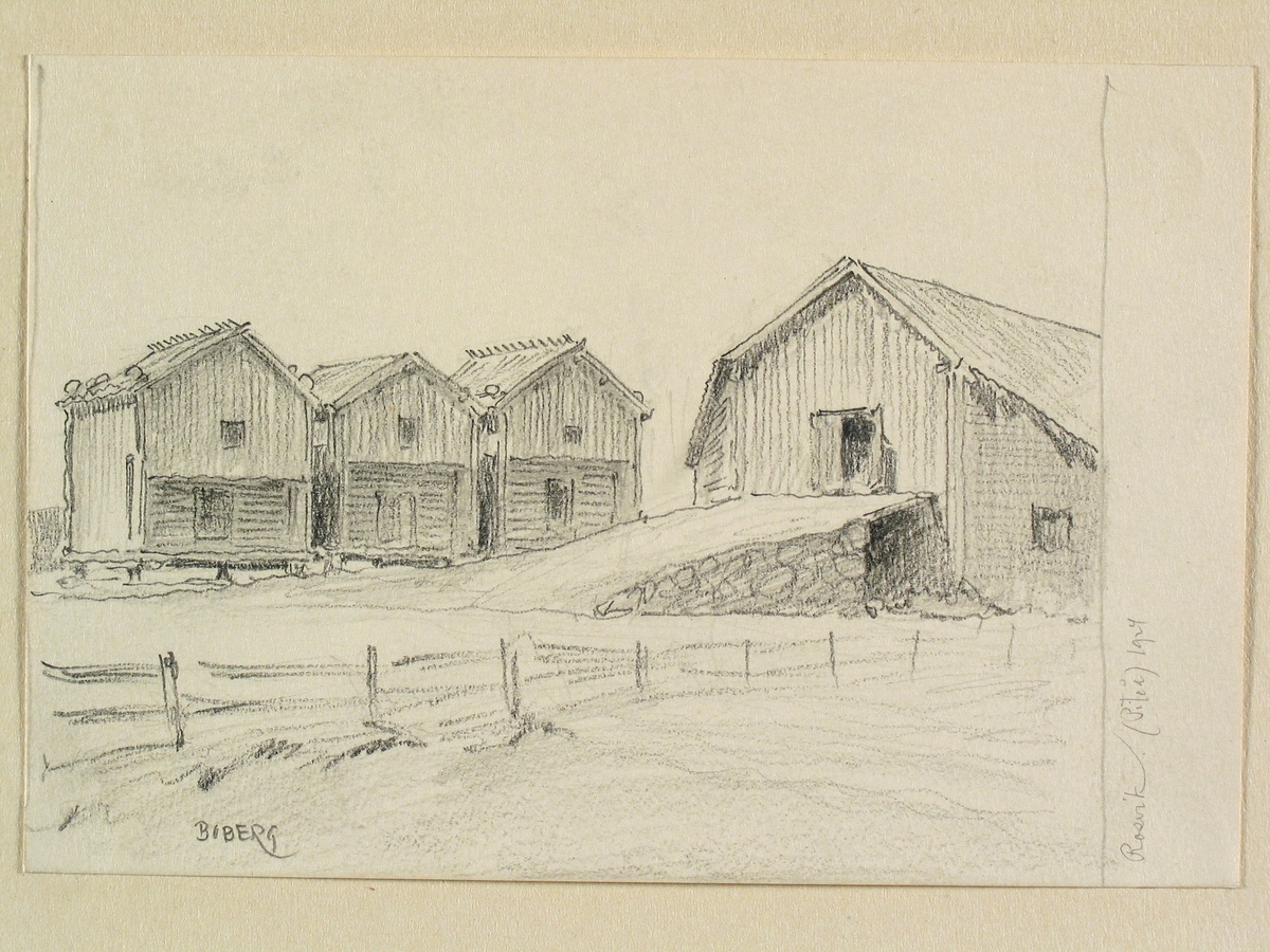 Norrbotten, Piteå landsförsamling, Rosvik. Teckning av Ferdinand Boberg.