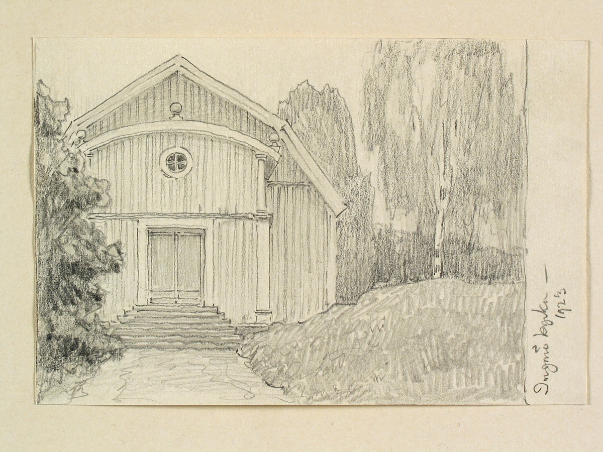 Teckning av Ferdinand Boberg. Uppland, Värmdö skplg., Ingarö kyrka