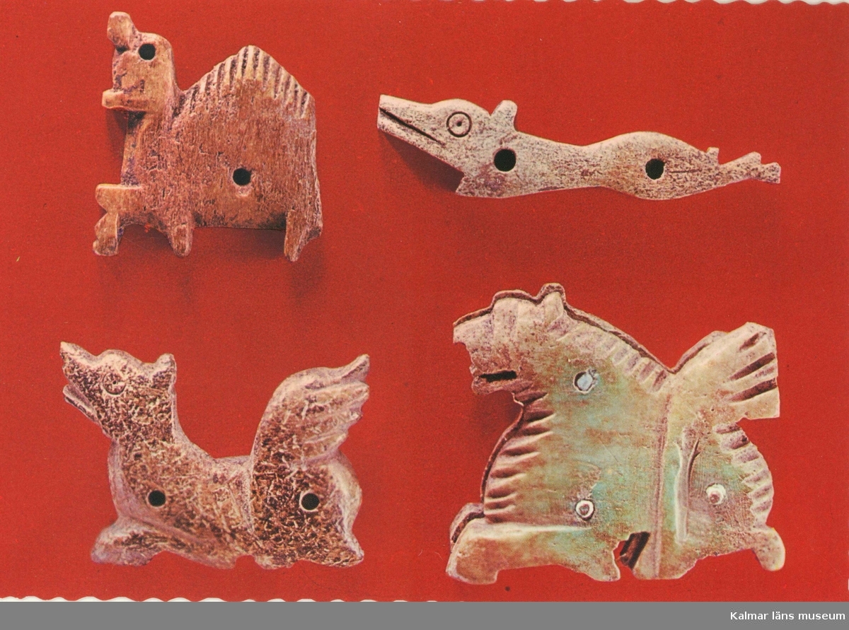 Djurformiga beslag av ben från tidig medeltid. (1050-1250 e.Kr.)