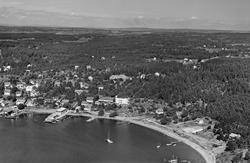 Oversiktsbilde fra Skjærhalden, Kirkeøy på Hvaler flyfoto fr