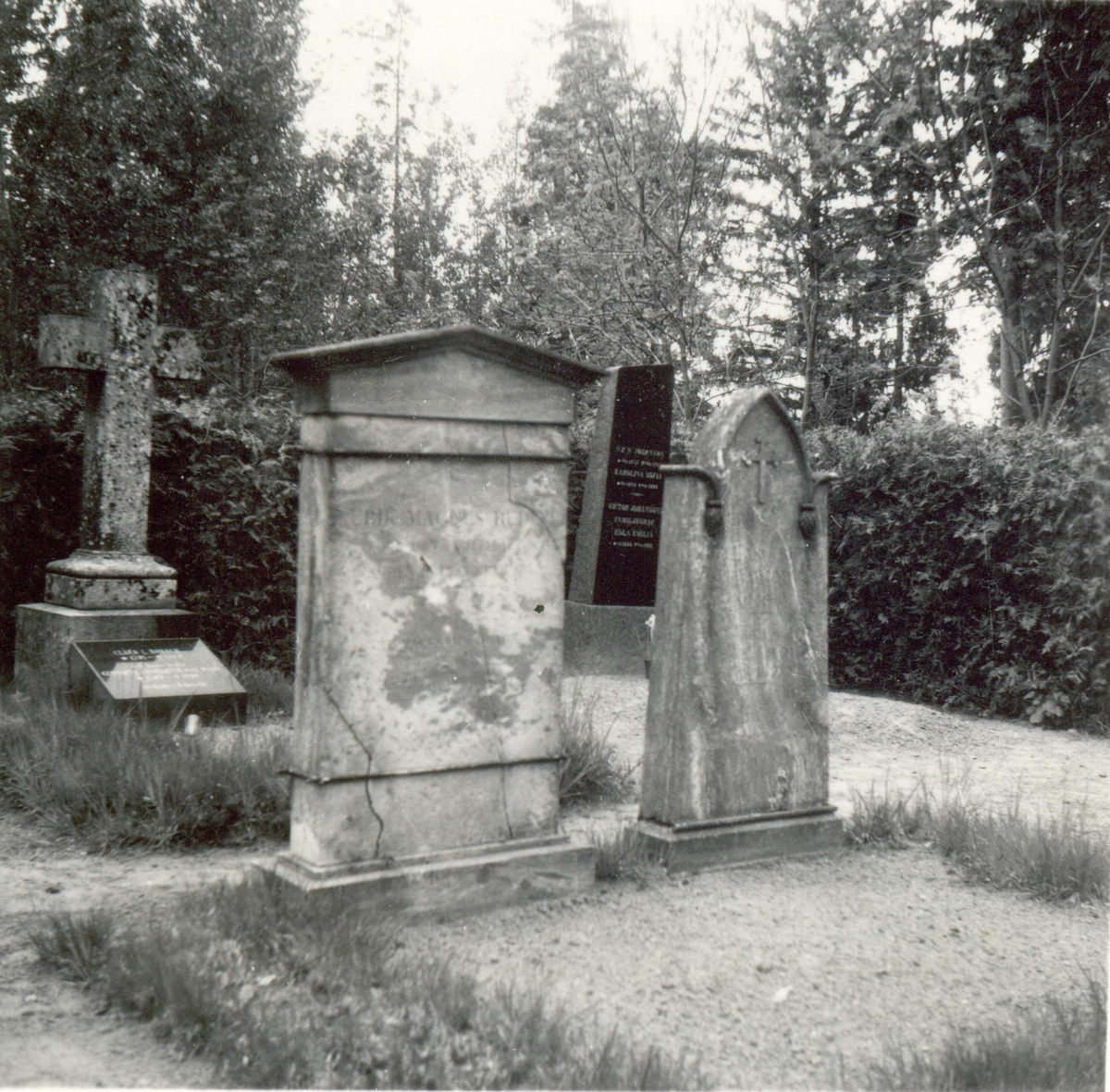 Gravstenar på kyrkogården i Blackstad socken. Rodinska graven.