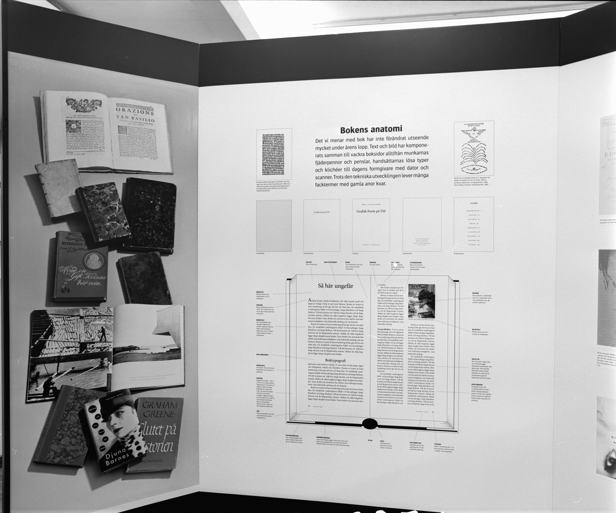 Föreningen Svenska Tecknare firar 40 årsjubileum med en utställning "Grafisk Form" på Tekniska Museet den 18 oktober 1995 - 7 januari 1996. Bokens anatomi.