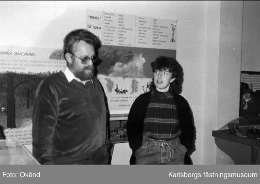 Karlsborgs museipersonal på studiebesök till Lidköpings museum år 1986, för att titta på tomteutställningen.