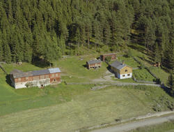 Øyer, Tretten. Småbruket Hestneset. Gult, enetasjes våningsb