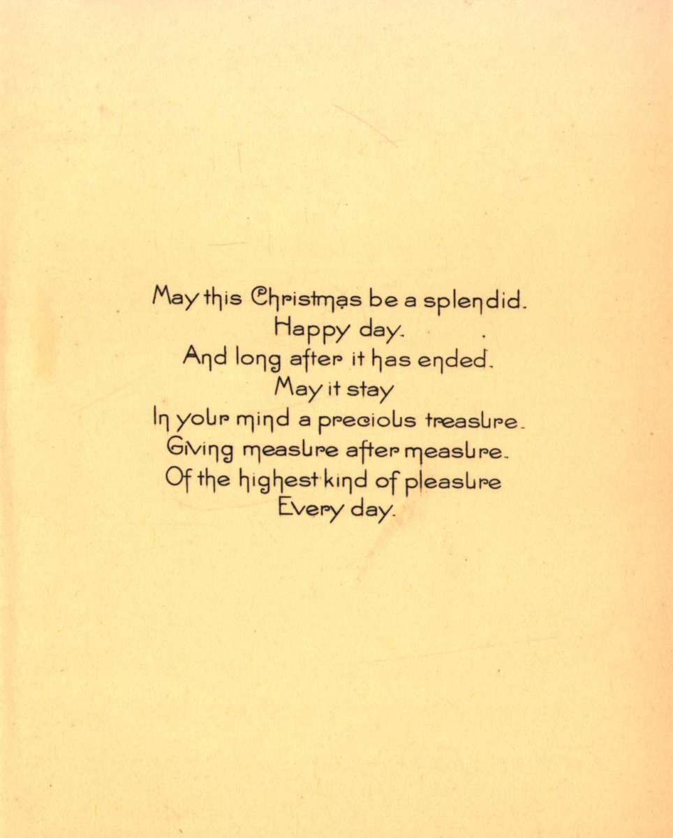 Julekort. Dekorasjon med julestjerner. Juledikt. Engelsk tekst.