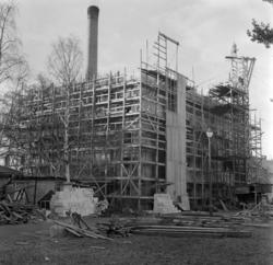 Ullevål sykehus. Nytt kjelehus under bygging. Desember 1957