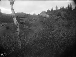 Rikard Berges fotoarkiv. Gårdsbygninger, Rauland. Ca. 1904.