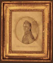 Broderi i glass og ramme på treplate