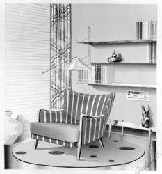 Skisse/teikning av lenestol.