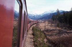 Nordgående nattog 455 kjører inn på Rognan stasjon