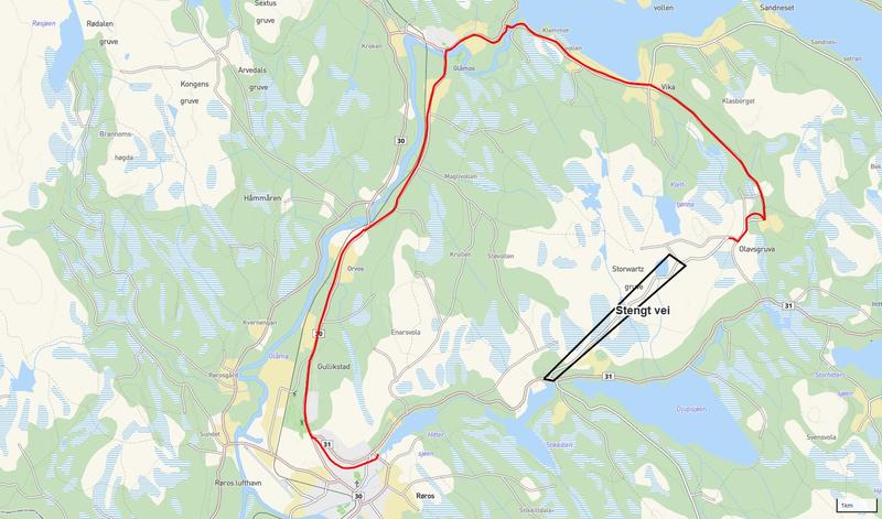 Kart omkjøring Olavsgruva (Foto/Photo)