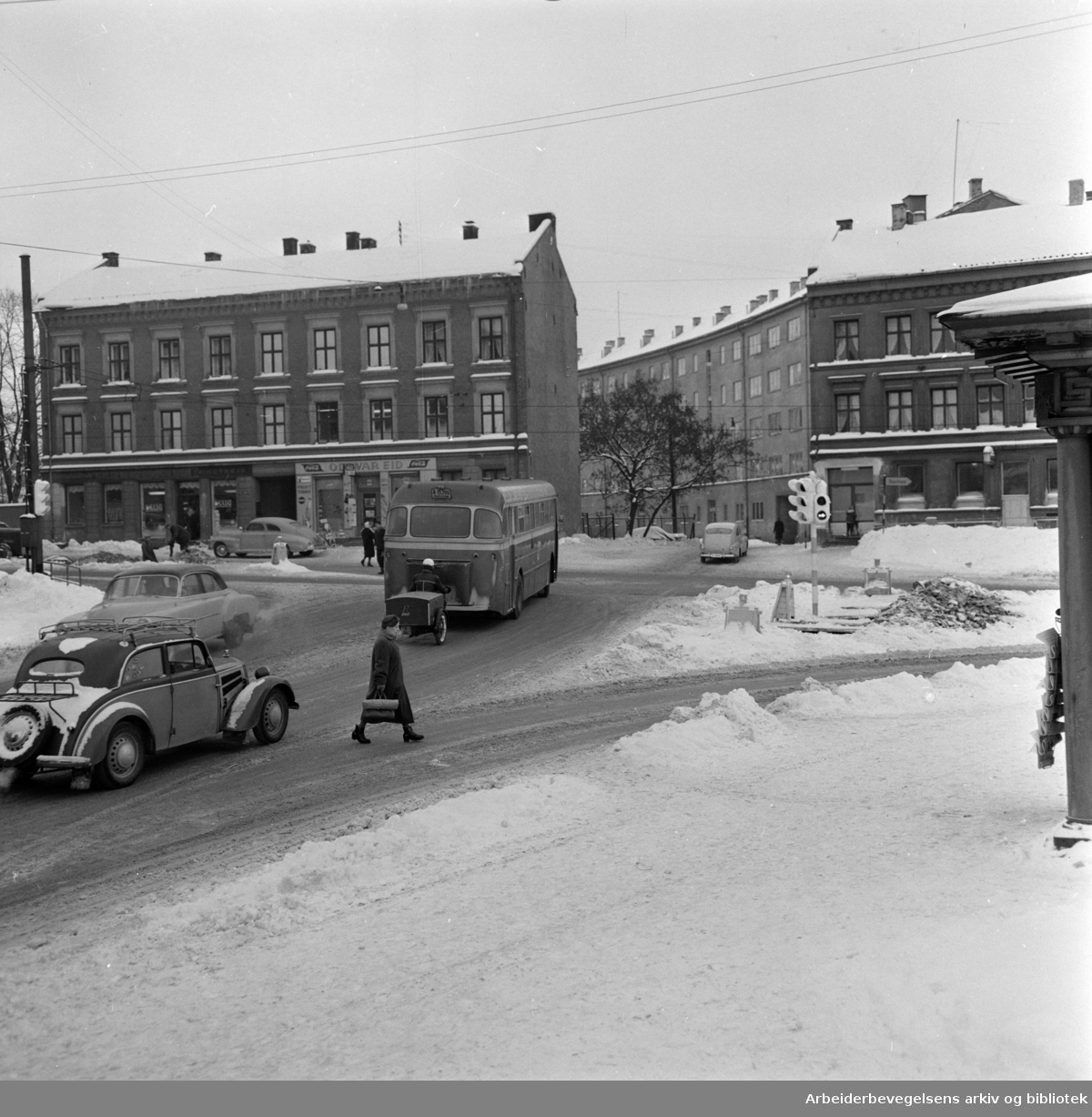 Galgeberg, kjørebaner. Januar 1959
