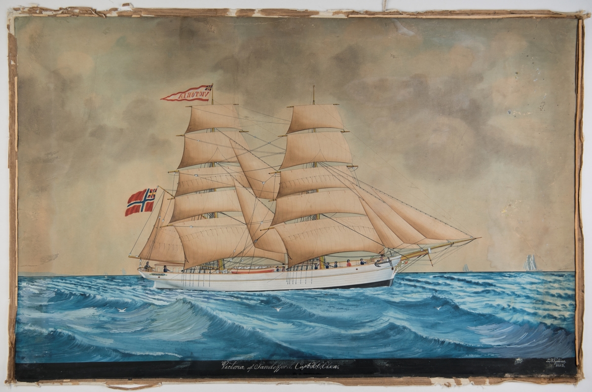Brigg 'Victoria' af Sandefjord Unionsflagg, navnevimpel