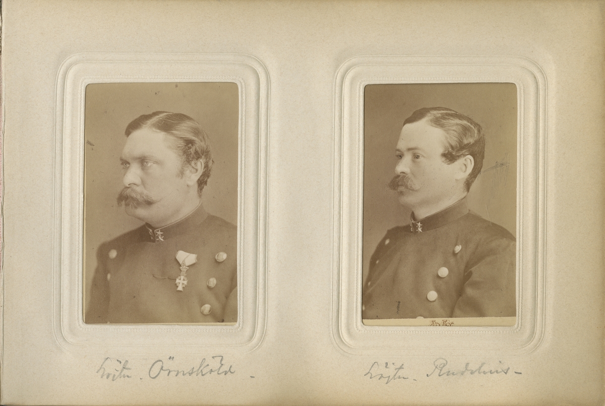 Porträtt av Alfred Theodor Rudelius, löjtnant vid Kalmar regemente I 21.
Se även bild AMA.0008405.