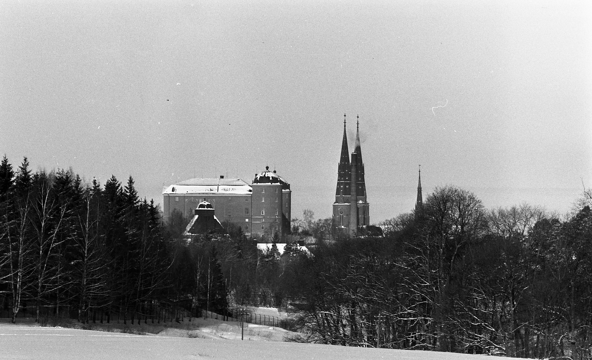 Vy över Uppsala slott och domkyrka, Uppsala 1962