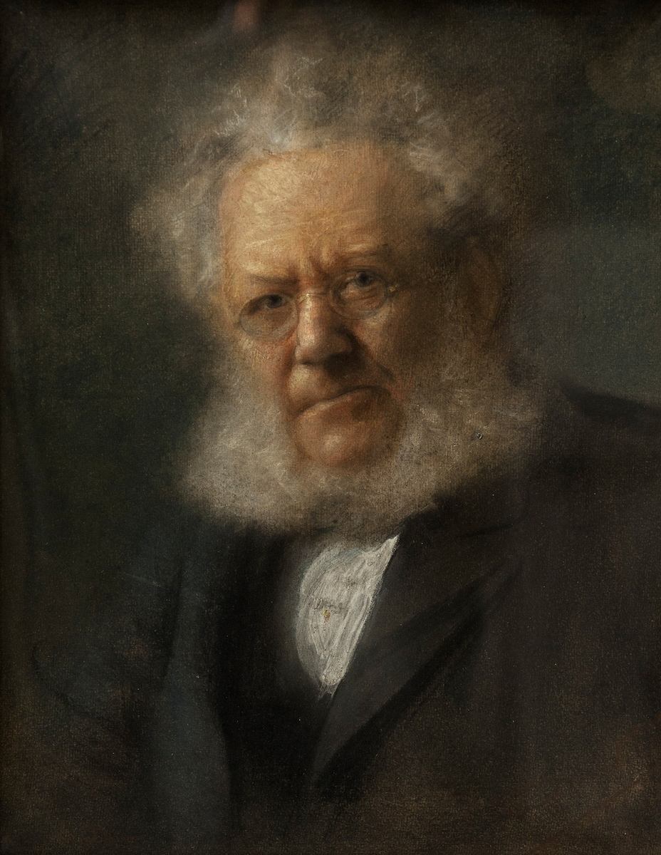 Portrett av eldre Henrik Ibsen i halvfigur