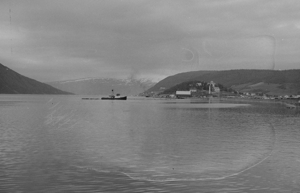 Slepebåten til Halsøybruket sleper sopper fra Marsøra.