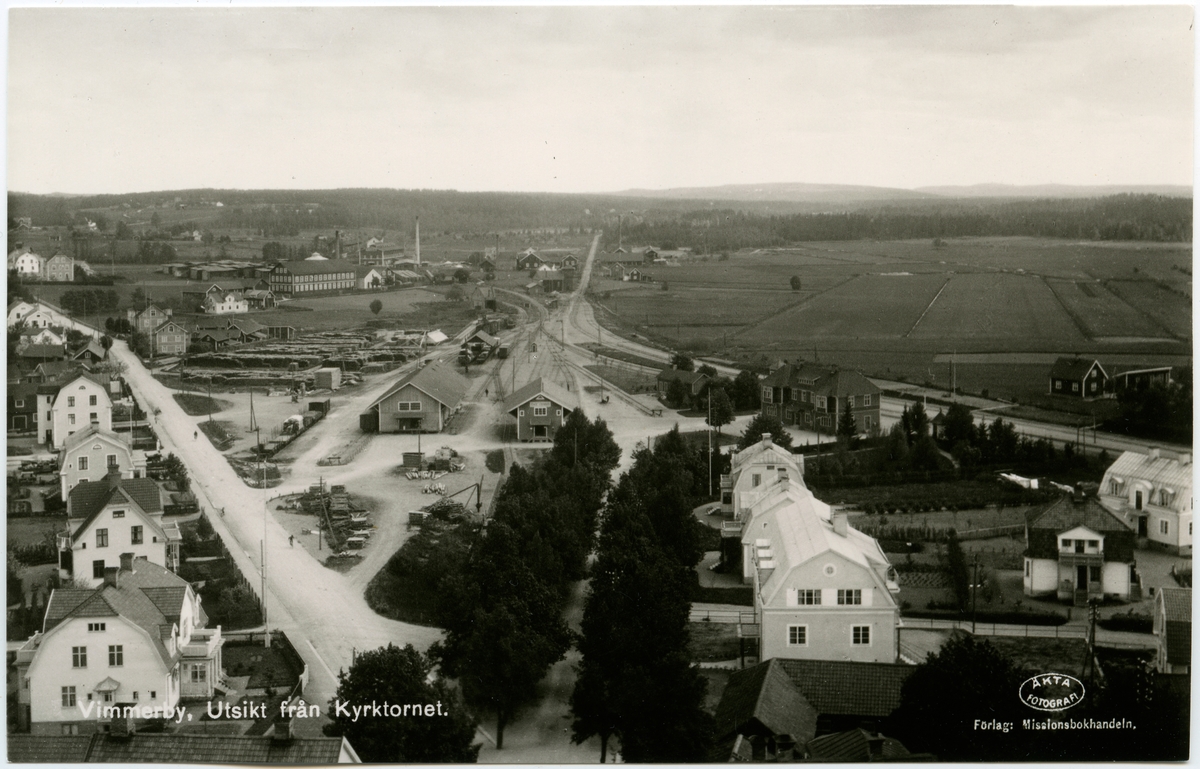 Utsikt från kyrktornet i Vimmerby, någon gång på 1940-talet.
