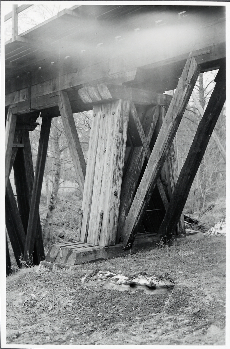 Del av Sveriges äldsta järnvägsbro i trä.