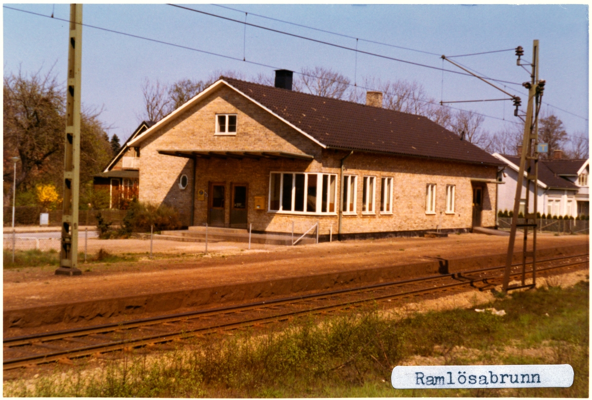 Stationen öppnad 1875, Till SJ 1940. Elektrifieringen kom 1943, Station ändrade namn till Ramlösabrunn 1910. En- och enhalvvånings stationshus i trä, 1960 byggdes en ny station.
