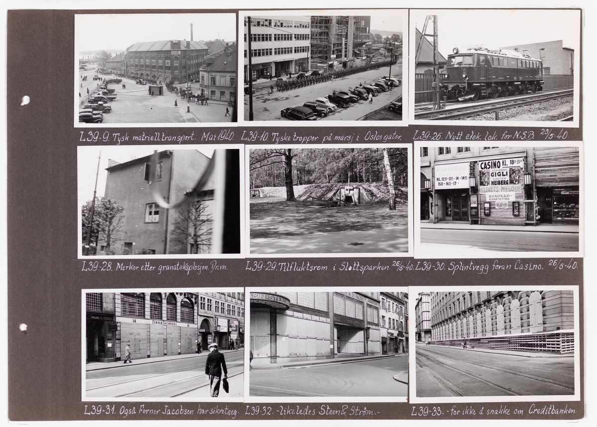 Adolf Bechs fotoalbum fra 1939-1940. Bech var kontorsjef ved transportkontoret i generaldirektoratet for Norges Statsbaner. 

Enkeltbilder fra albumet er publisert på reg.nr. UHB-105-0002 - UHB-105-0141.
