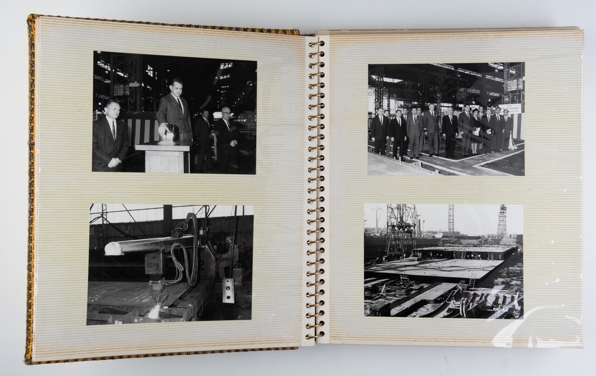 Album med fotografier fra byggingen og leveringen av motorskipet Takara ved Mitsubishi Heavy Industries i Yokohama