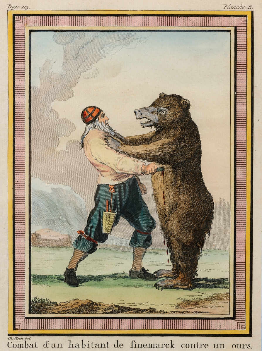 Combat d'un habitant de Finemarck contre un Ours