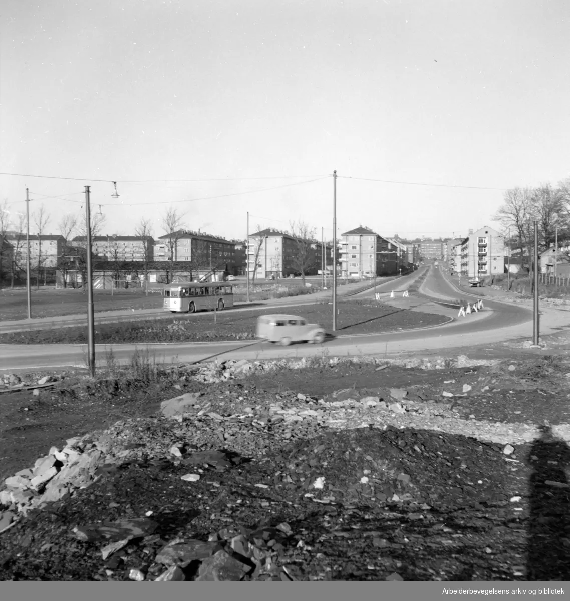 Finnmarksgata mot Carl Berners plass i enden. November 1954