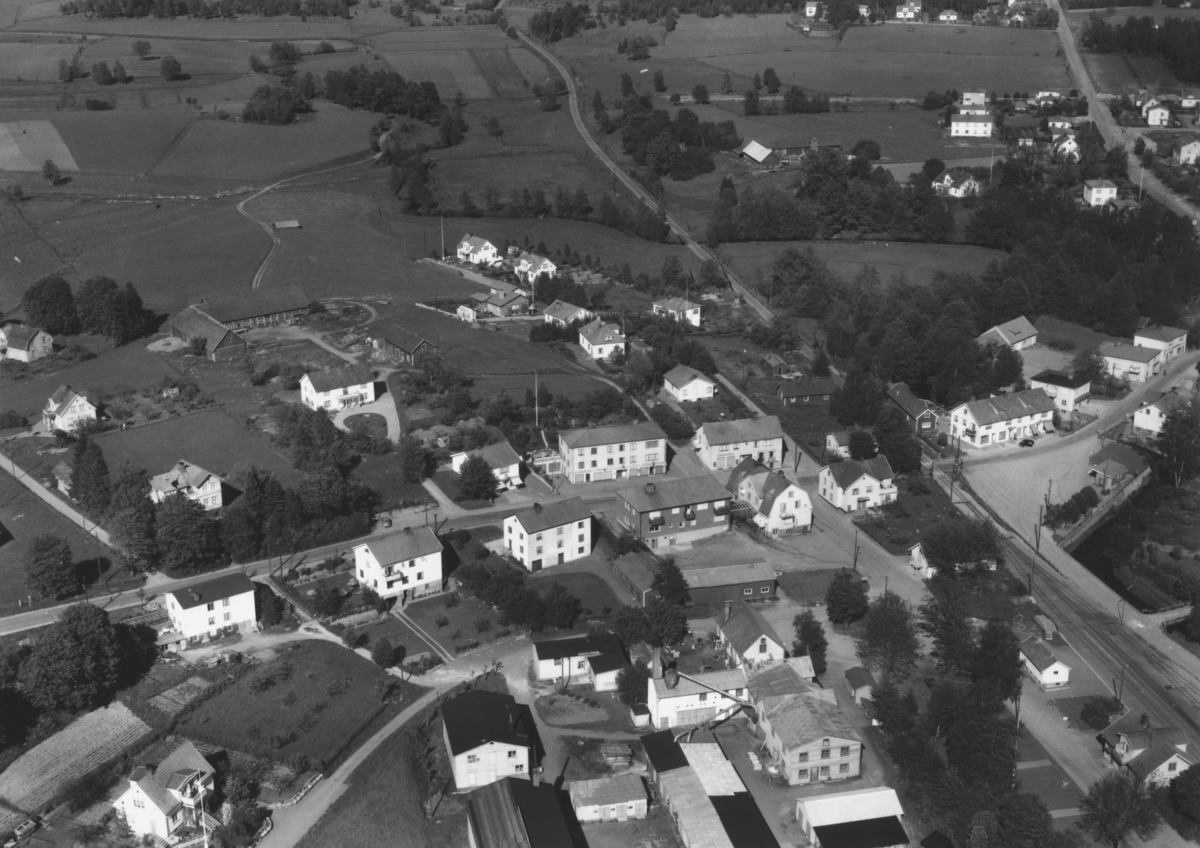 Flygfoto över Landsbro i Vetlanda kommun, Jönköpings län. Nr: 443/1957