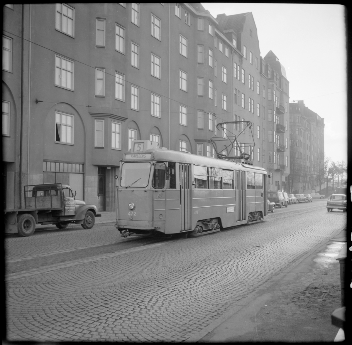 Aktiebolaget Stockholms Spårvägar, SS A26 472 "mustang" linje 5 Karlberg - Östra Station.