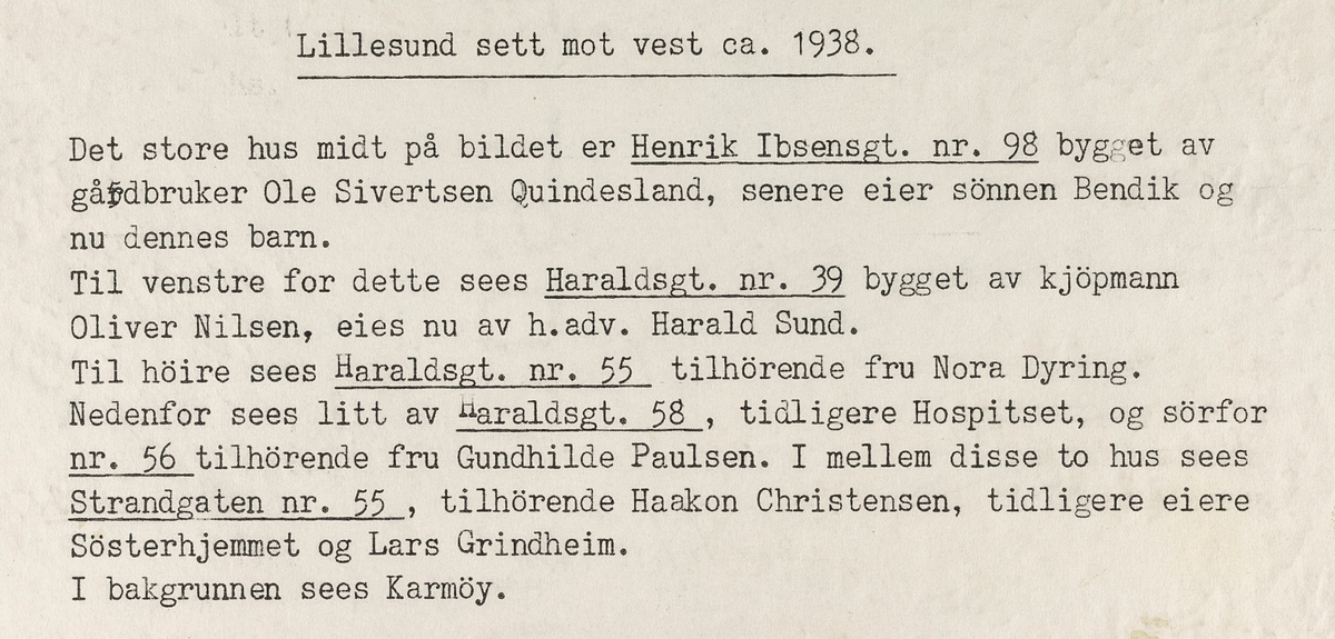 Lillesund sett mot vest, ca. 1938.