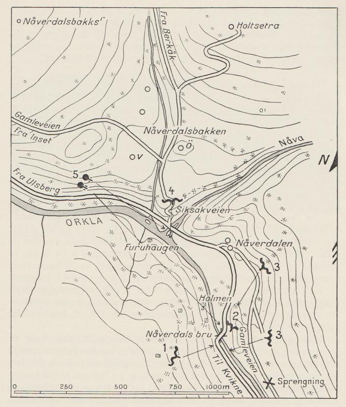 Kart over kampområdet i Nåverdalen. Fra Jensen: Krigen i Norge 1940. (Foto/Photo)