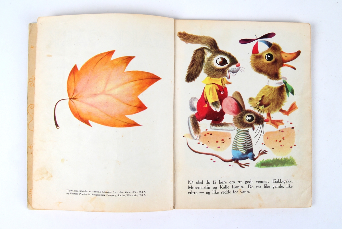 Innbundet billedbok for barn med illustrasjoner i farger.