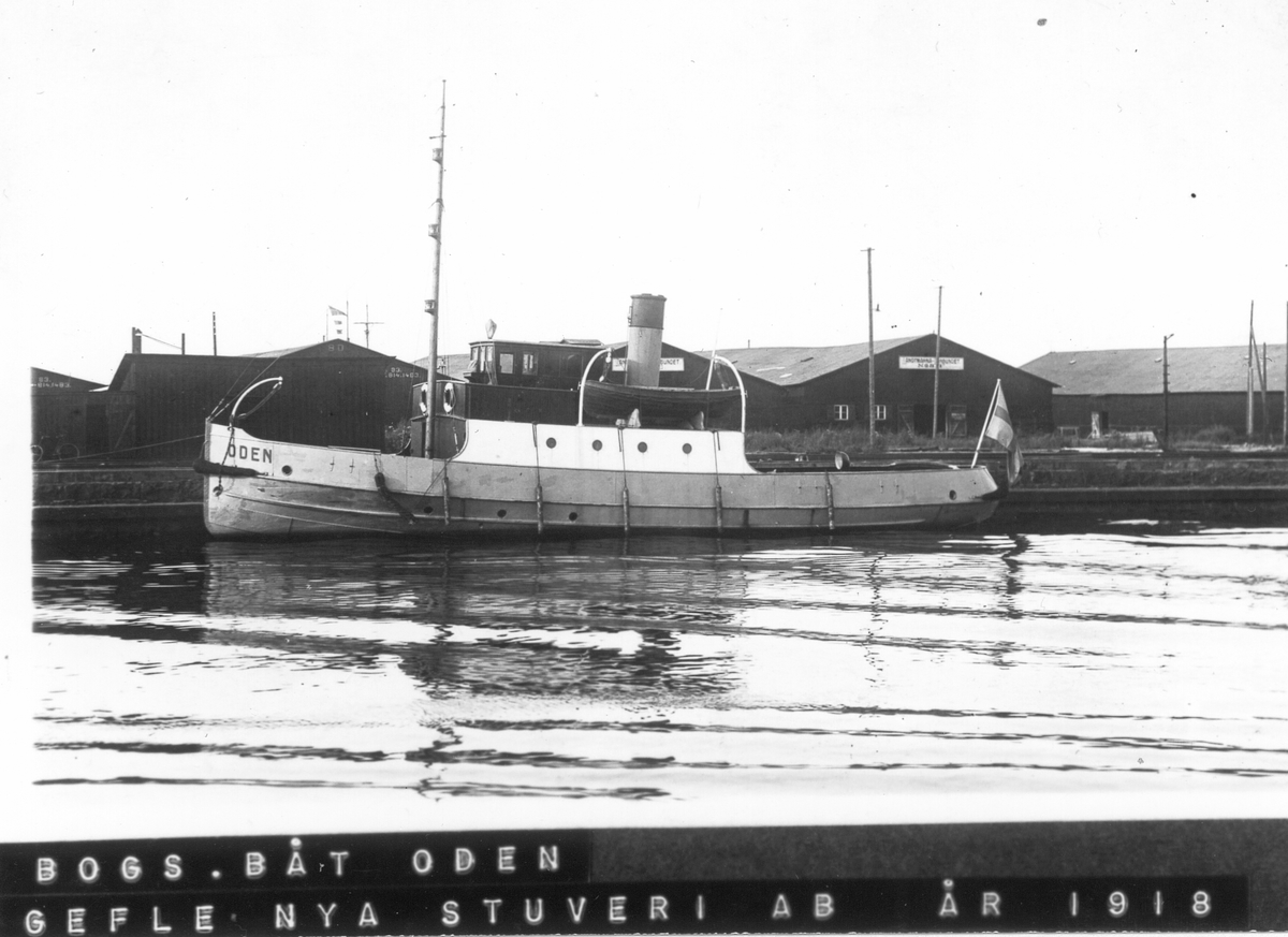 Bogserbåten Oden, byggd 1918 vid Gävle Varv, för Gefle Nya Stuveri AB.