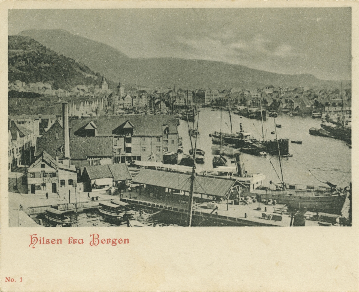 Bergens havn. Bradbenken og Slottsgatens boder