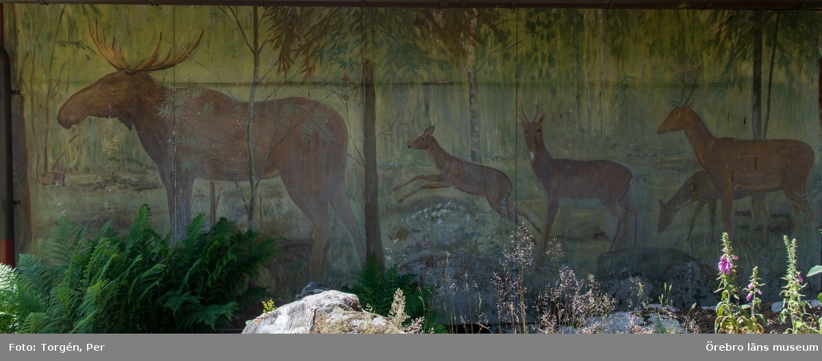 Dokumentation av väggmålningar utförda av konstnär Bror Drake af Hagelsrum. Målningarna har troligtvis sitt ursprung från en sommarstuga i närheten av Skattkärr i Värmland.