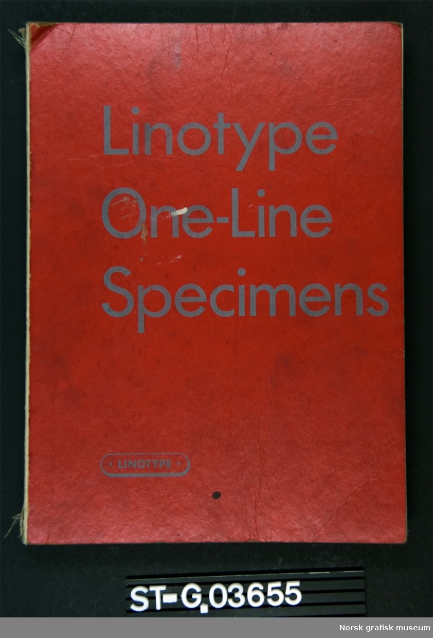 Skriftkatalog og oppslagsverk for skrifttyper, tegn, symboler og border for Linotype.