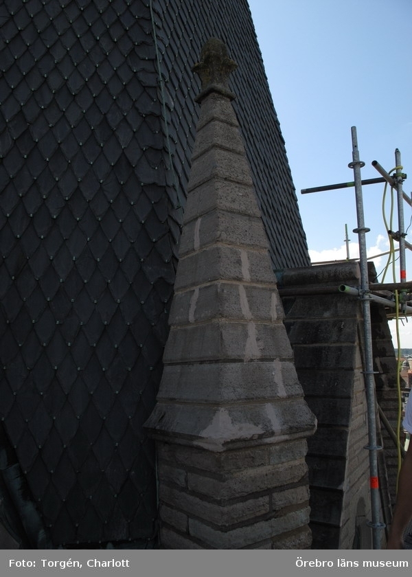 Renoveringsarbeten av tornfasader på Olaus Petri kyrka (Olaus Petri församling).
Lagad fial, östra tornet.
Dnr: 2008.230.065