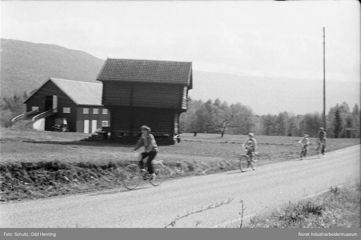 Syklister etter veien ved TA-trimen 1982, ved Skeie.
